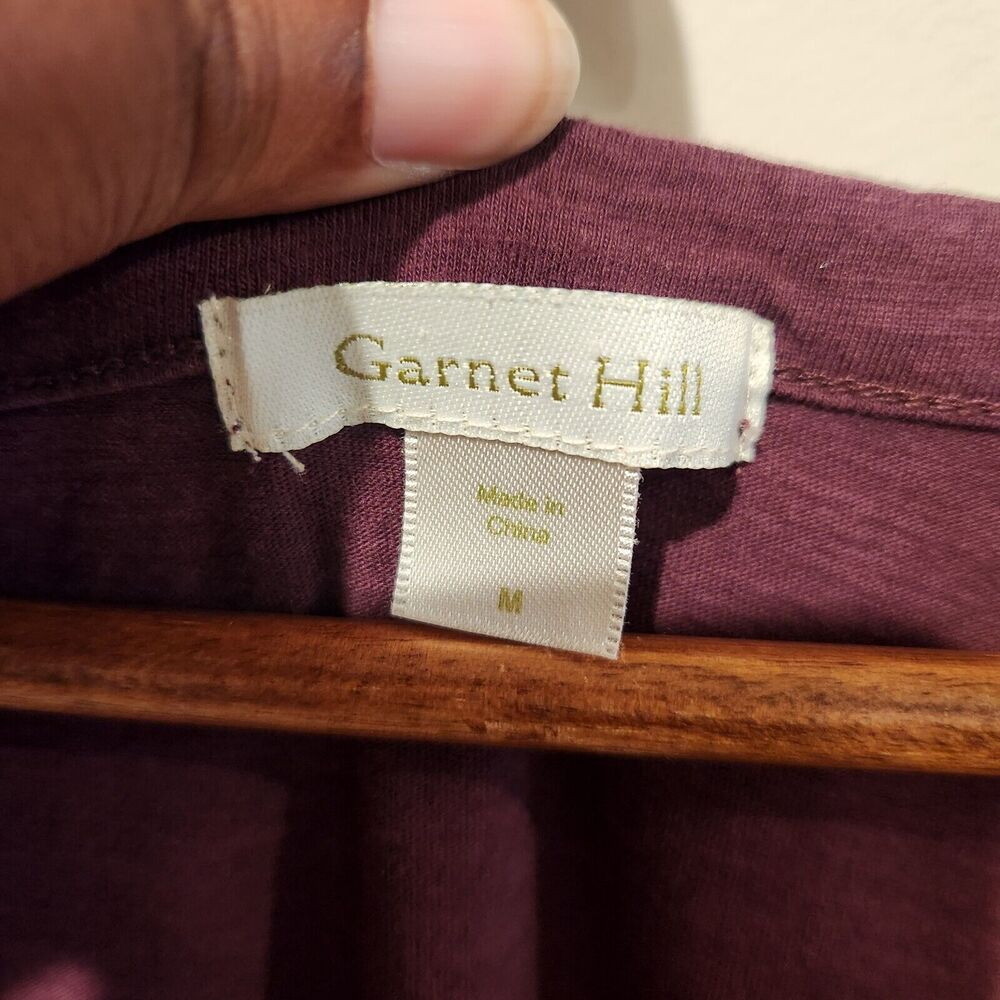 Garnet Hill Burgundy Red 3/4 Sleeve Midi Shirt Dress Size Medium Minimalist - Picture 4 of 9
